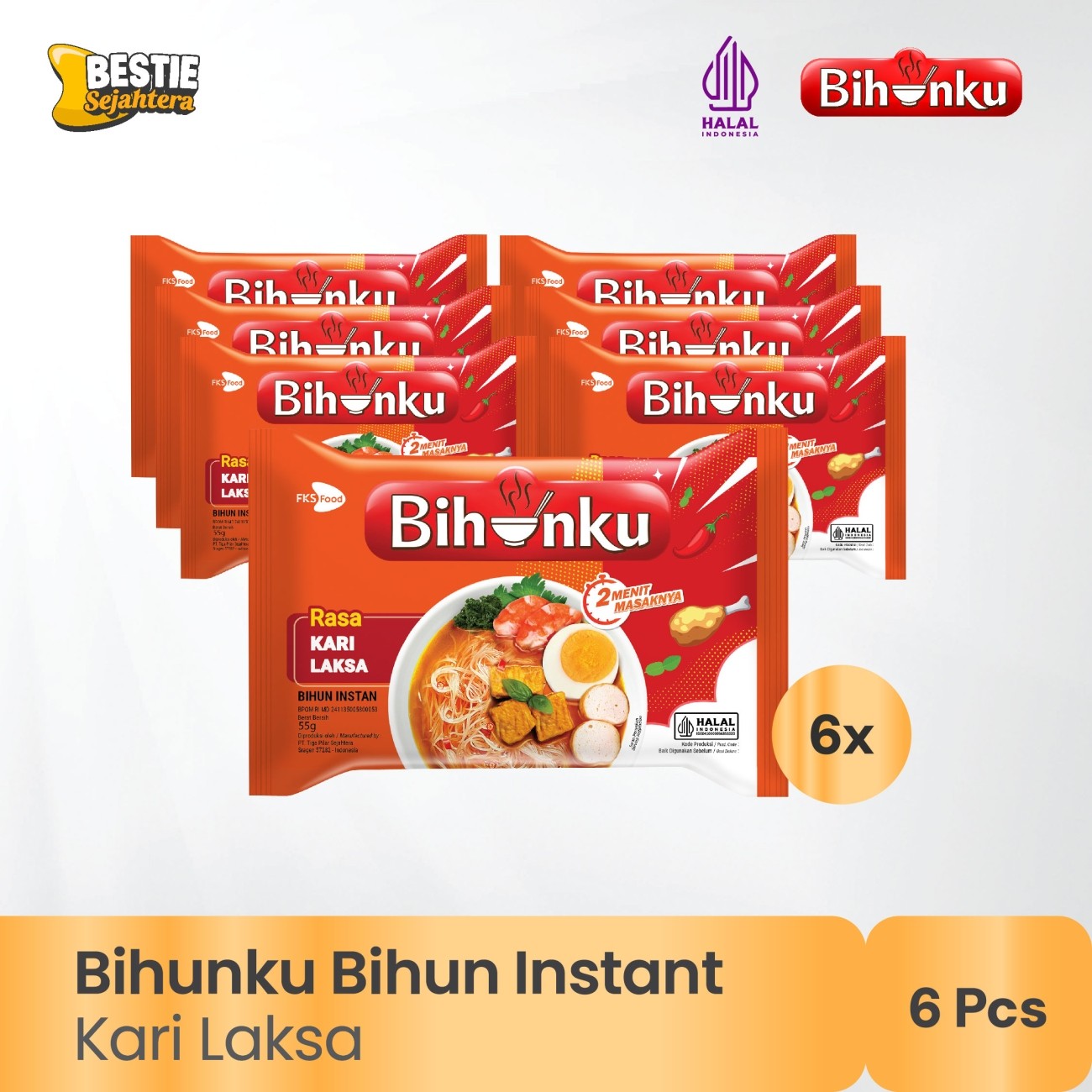 Warung Bestie Paket Bundling - Bihunku Instan - Kari Laksa - 55gr - 6pcs