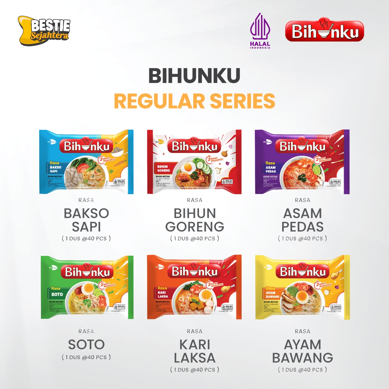 Warung Bestie Bihunku Instant Kari Laksa - 1 Karton - 40 Pcs - 55gr