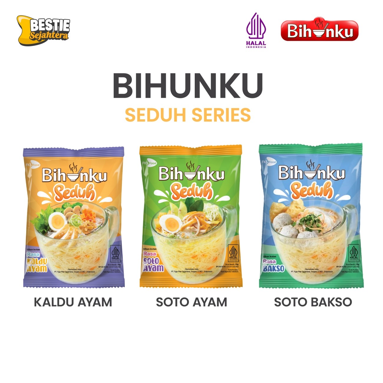 Warung Bestie Paket Bundling Bihunku Seduh Bakso 12 pcs - Bihun Kuah Instan Sehat Rendah Kalori - 24 gr