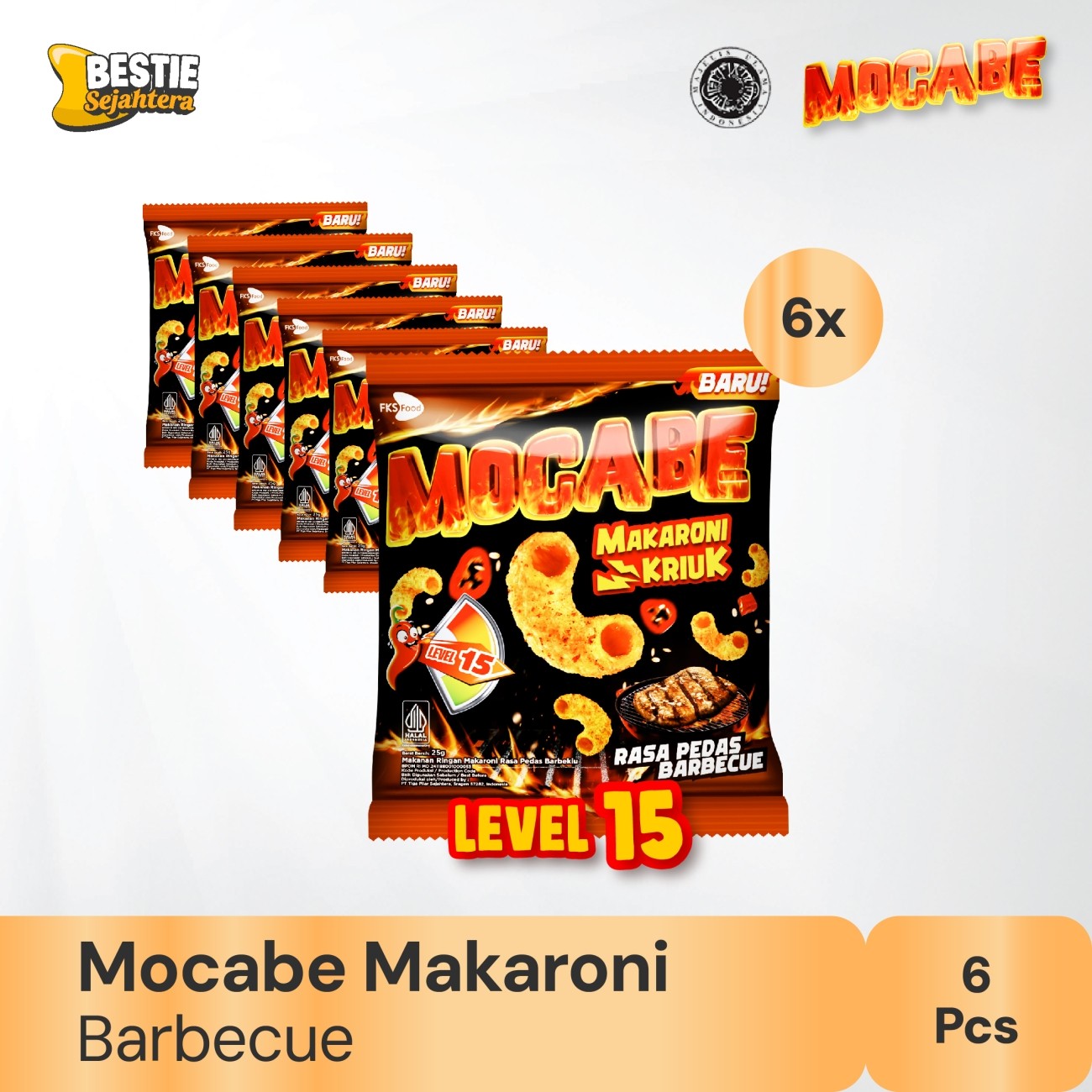 Warung Bestie Paket Bundling - Macaroni Mocabe - Barbecue - 25gr - 6pcs