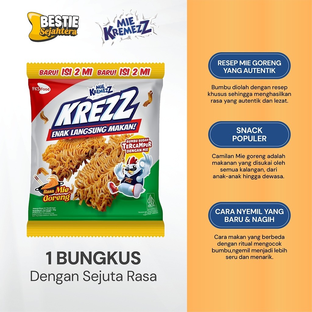 Warung Bestie Paket Bundling - Mie Kremezz Krezz - Mie Goreng - 30gr - 12pcs