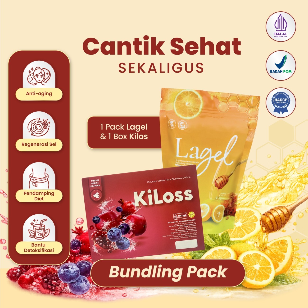 Warung Bestie Paket Bundling KiLoss Fiber & Lagel Collagen Jelly - Solusi Diet Mudah & Kulit Glowing Cerah Awet Mu