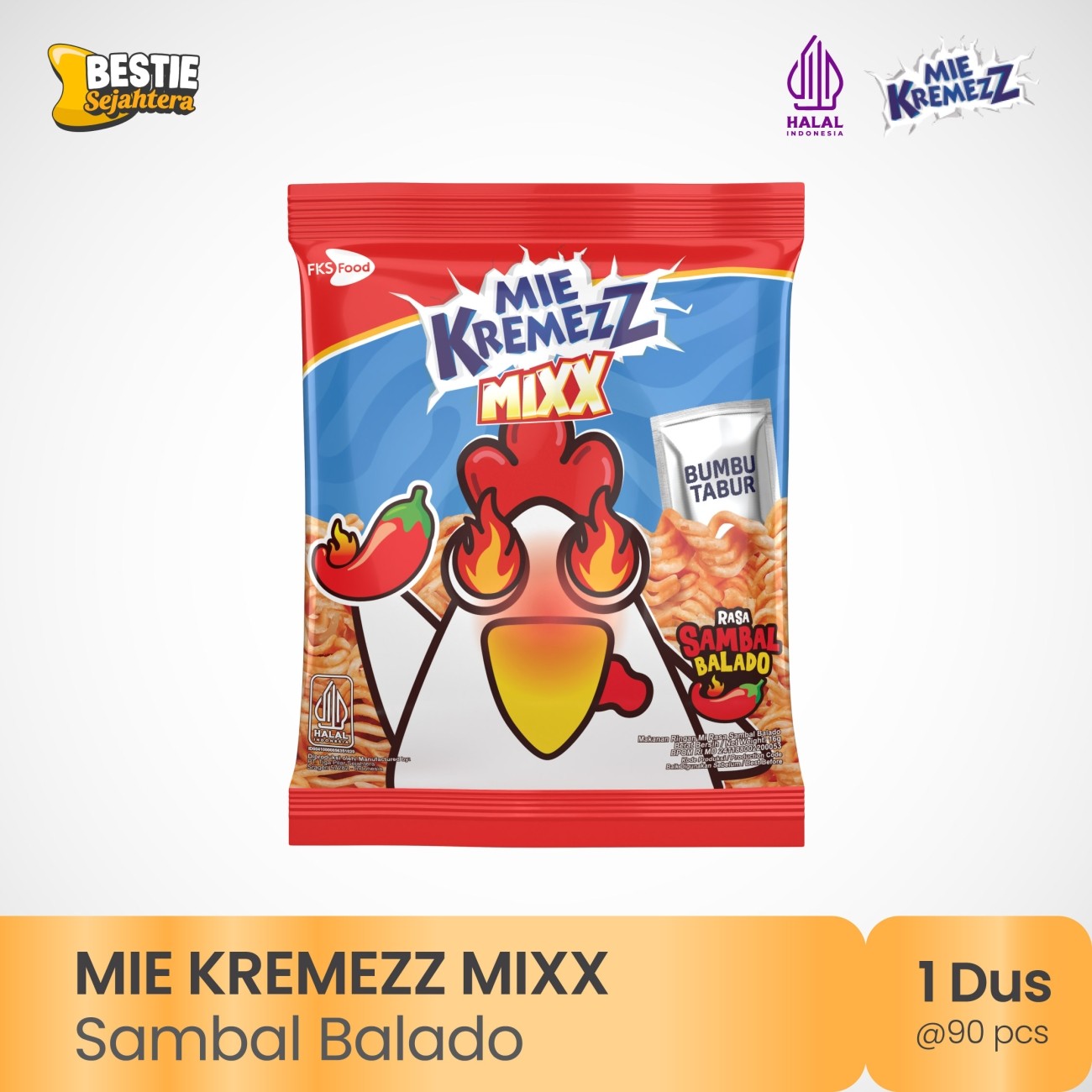 Warung Bestie Paket Bundling Mie Kremezz Mixx Hot Chili 6 pcs - Snack Mi Kering Renyah - 16 gr
