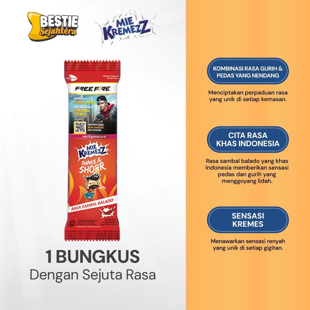 Warung Bestie Paket Bundling - Mie Kremezz Shorr - Sambal Balado - 16gr - 6pcs