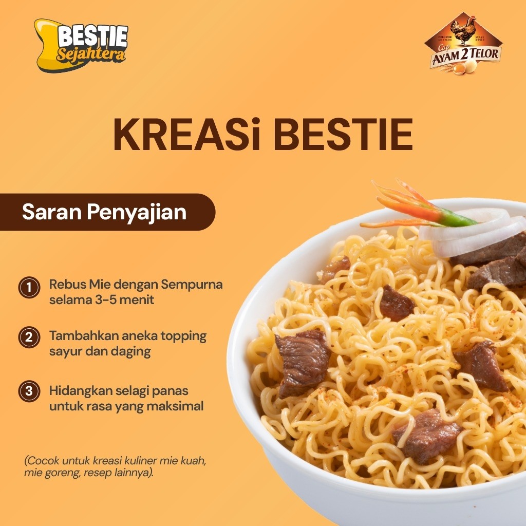 Warung Bestie Mi Cap Ayam 2 Telor - Original - 1 Karton - 20 Pcs- 200gr