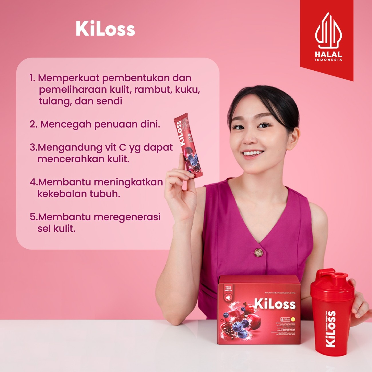 Warung Bestie KiLoss Fiber -  Rasa Blueberry Delima - Minuman Sehat Pendamping Diet - 15g - 10 Sachet