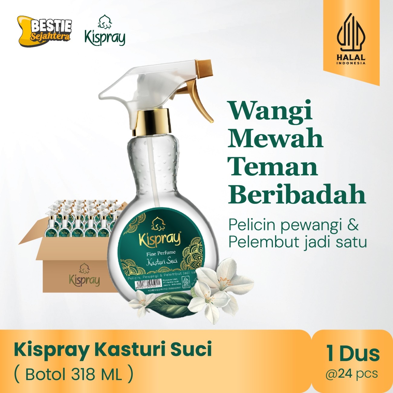 Warung Bestie Kispray - Kasturi Suci - Botol 318ml -1 Dus - 24 Pcs