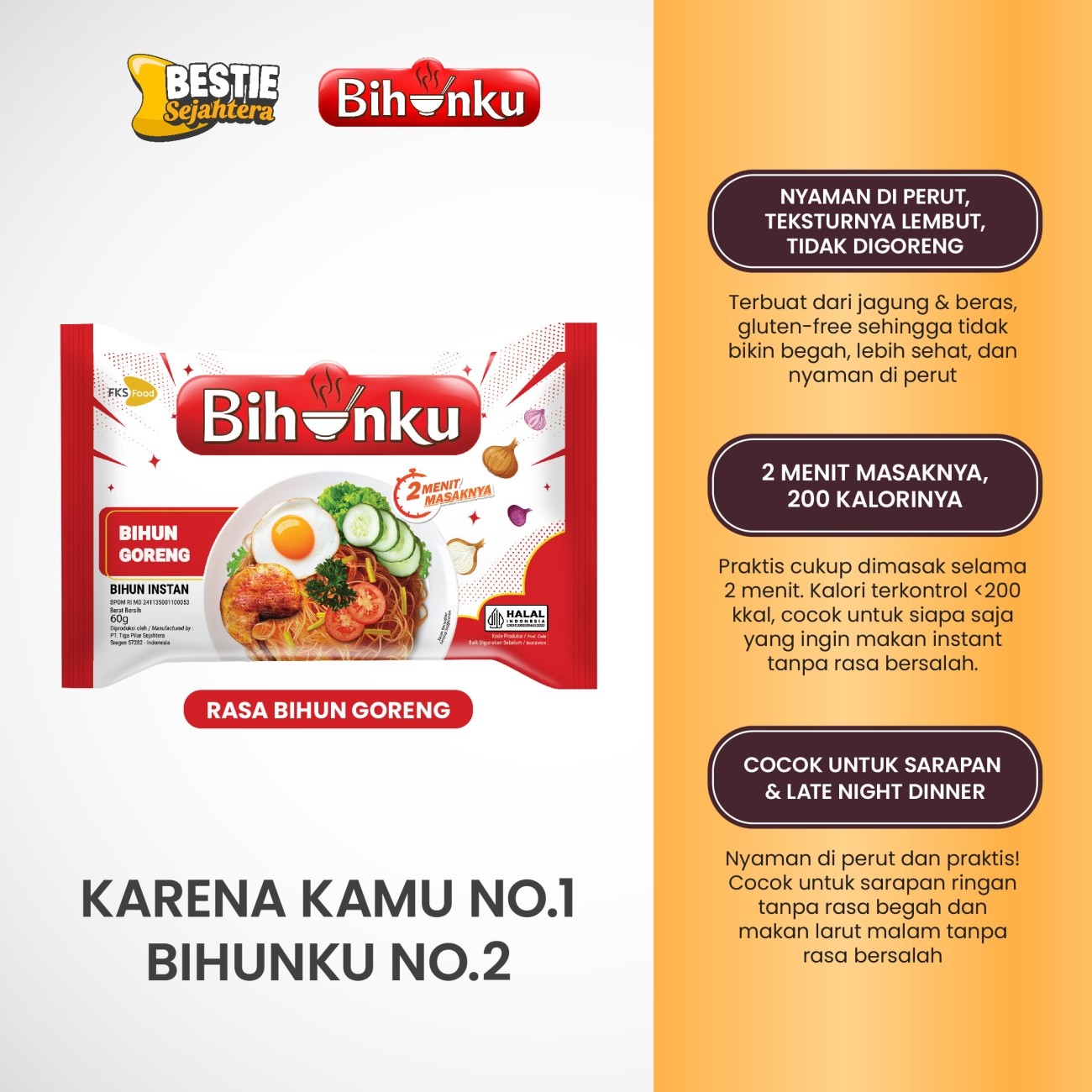Warung Bestie Bihunku Instant - Mix Rasa - 1 karton - 40 Pcs - 60gr