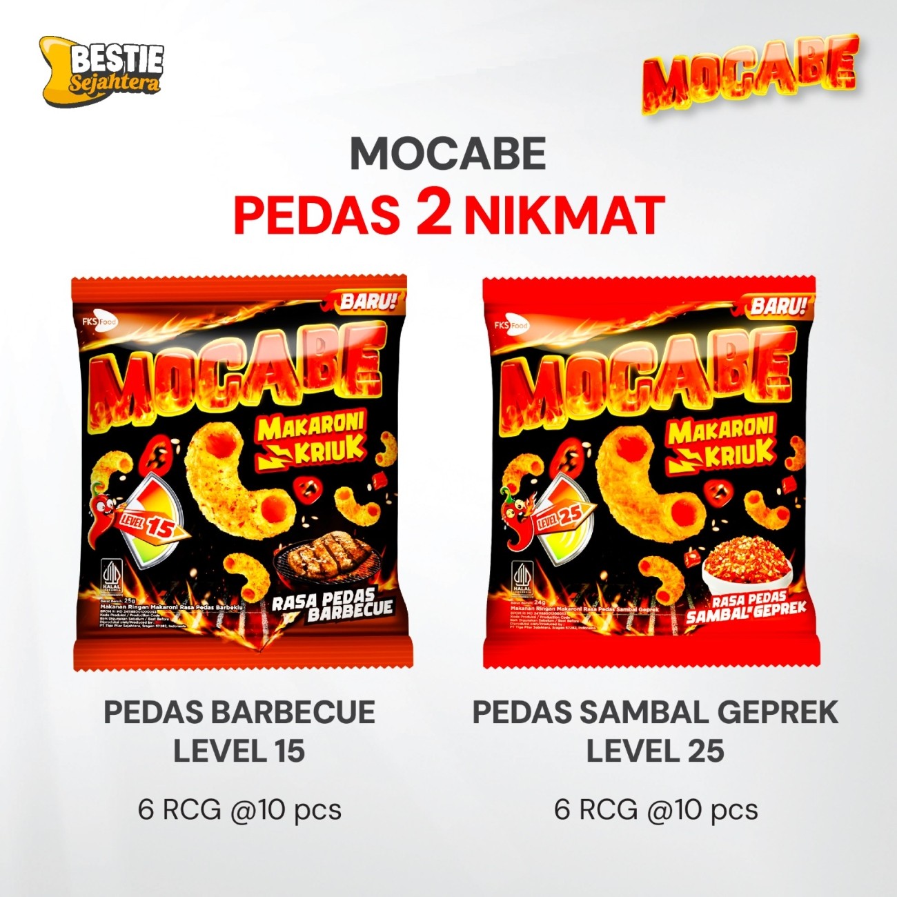 Warung Bestie Paket Bundling - Macaroni Mocabe - Barbecue - 25gr - 6pcs