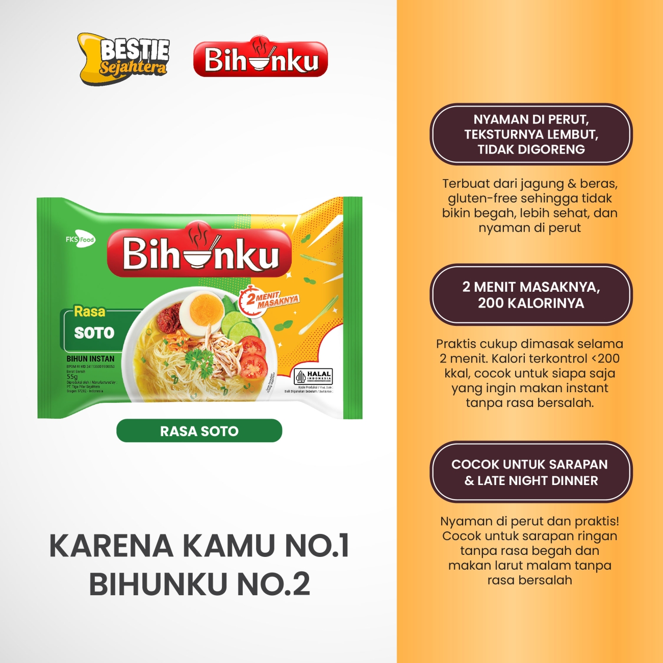 Warung Bestie Paket Bundling - Bihunku Instan - Soto - 55gr - 6pcs