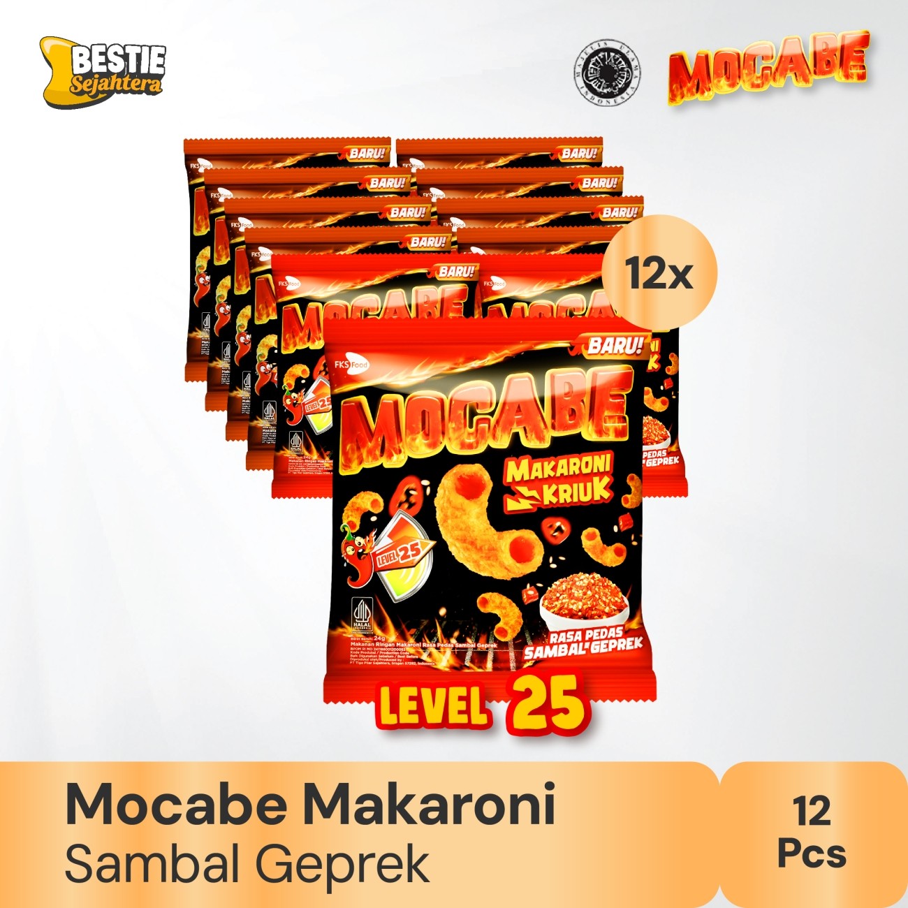 Warung Bestie Paket Bundling - Macaroni Mocabe - Sambal Geprek - 25gr - 12pcs