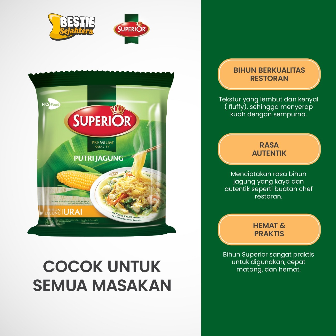 Warung Bestie Paket Bundling Bihun Superior - Jagung - 12 Keping - 12pcs
