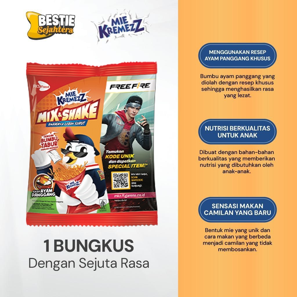Warung Bestie Paket Bundling - Mie Kremezz Mix & Shake - Ayam Panggang - 16gr - 6pcs