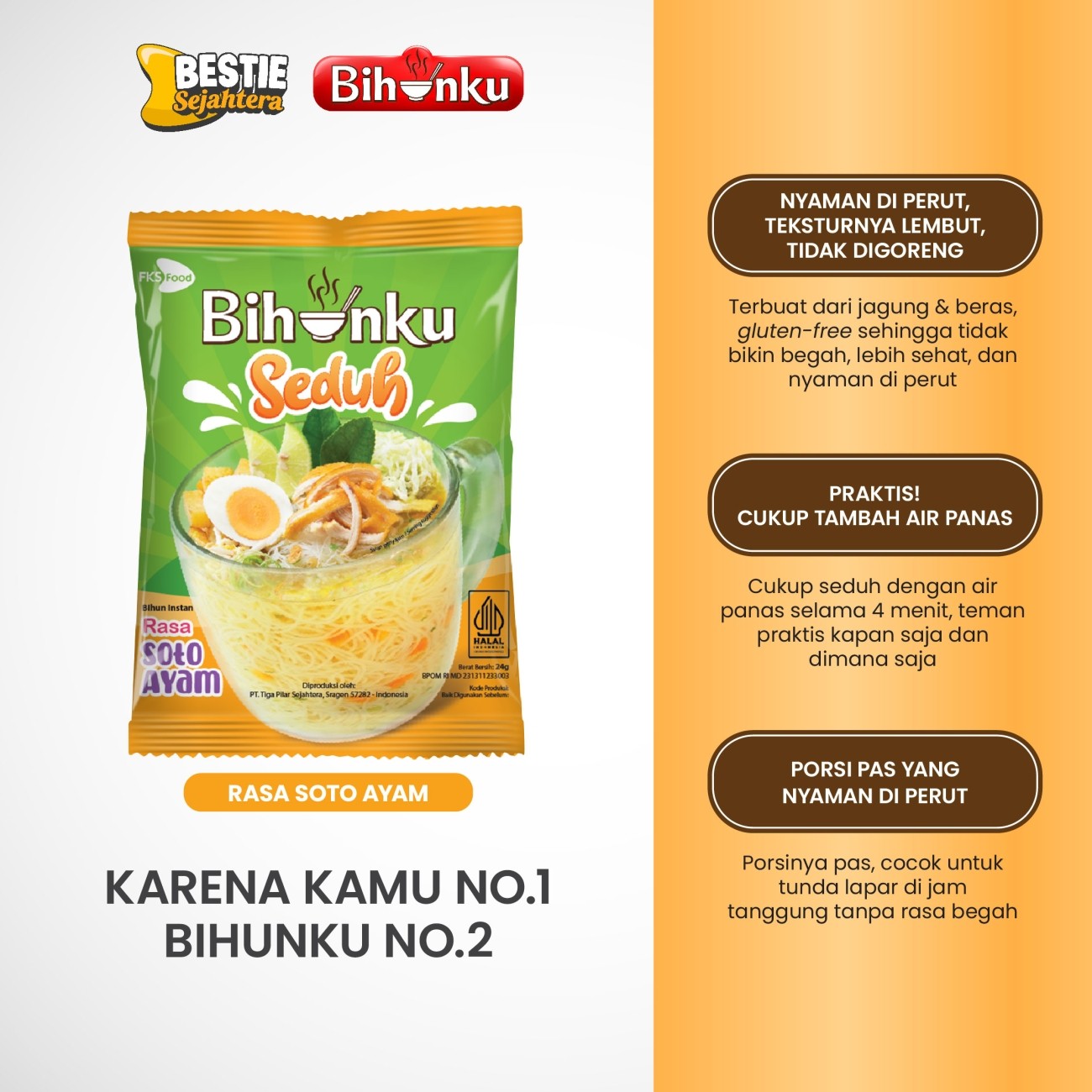 Warung Bestie Paket Bundling - Bihunku Instant - Seduh Soto - 24gr - 6pcs