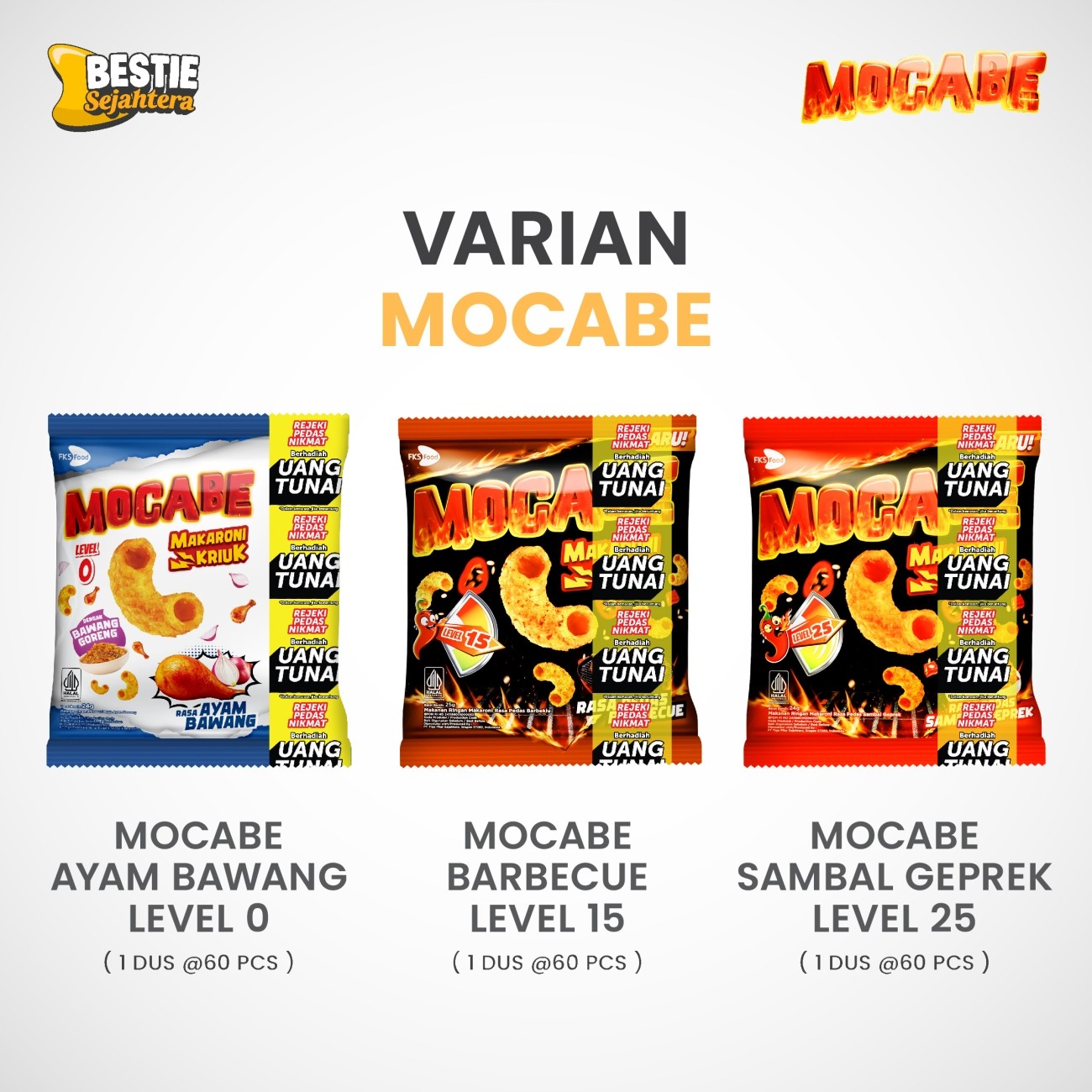 Warung Bestie Mocabe Geprek - Small Pack - 1 Karton (6 renceng) - 60 Pcs - 24gr