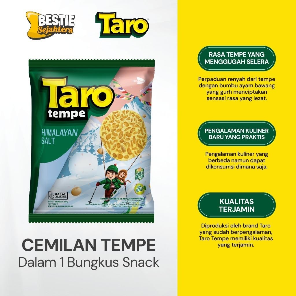 Warung Bestie Taro Tempe Himalayan Salt - Family Pack - 1 Karton - 36 Pcs - 55gr