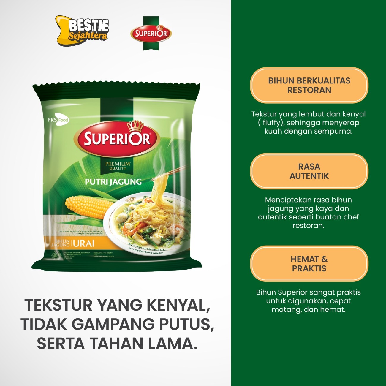 Warung Bestie Paket Bundling - Bihun Superior - Jagung - 12 Keping - 6pcs