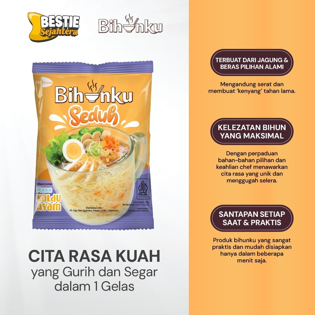 Warung Bestie Bihunku Instant - Seduh Kaldu ayam - 1 Karton - 120 Pcs - 24gr