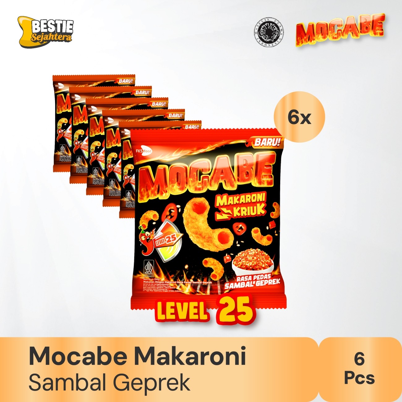Warung Bestie Paket Bundling - Macaroni Mocabe - Sambal Geprek - 25gr - 6pcs