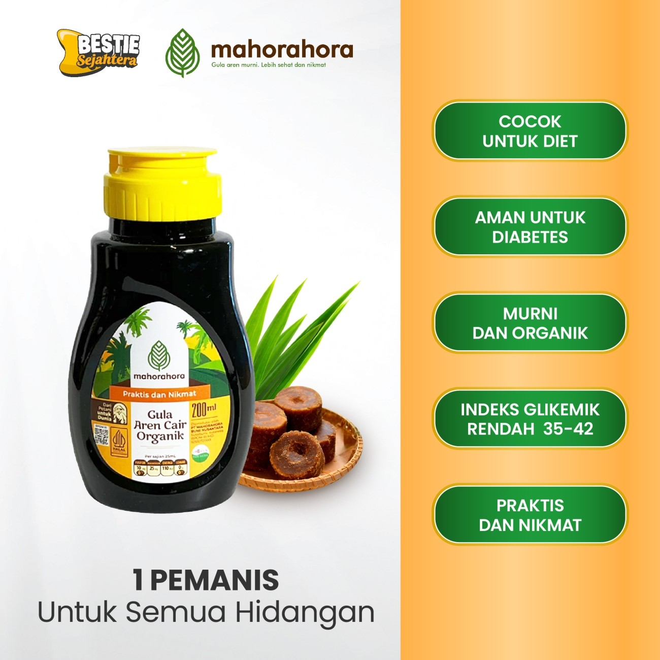 Warung Bestie Mahorahora - Gula Aren Cair  - Halal - 200 ml - 1 Botol