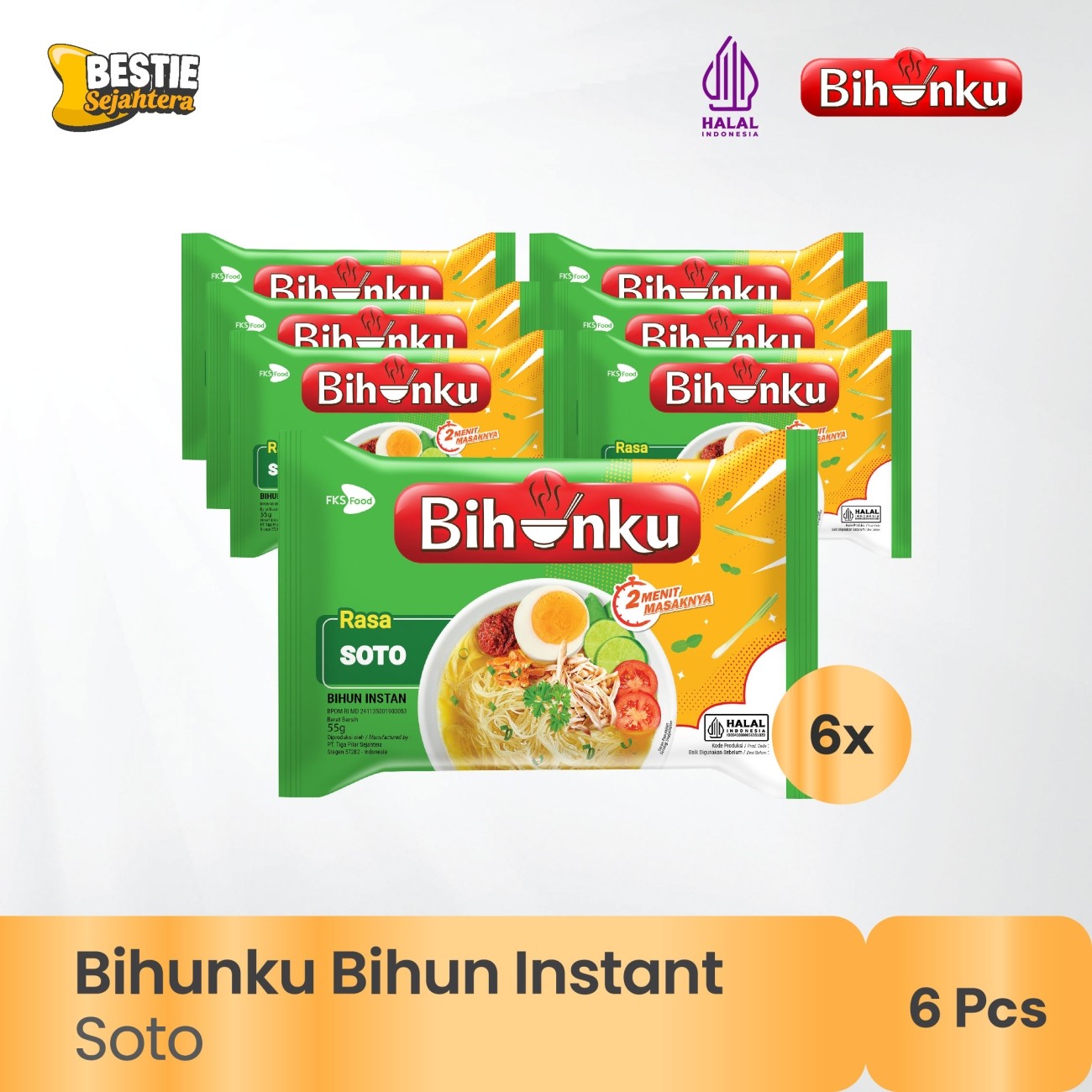 Warung Bestie Paket  Bundling - Bihunku Instan - Soto - 55gr - 6pcs
