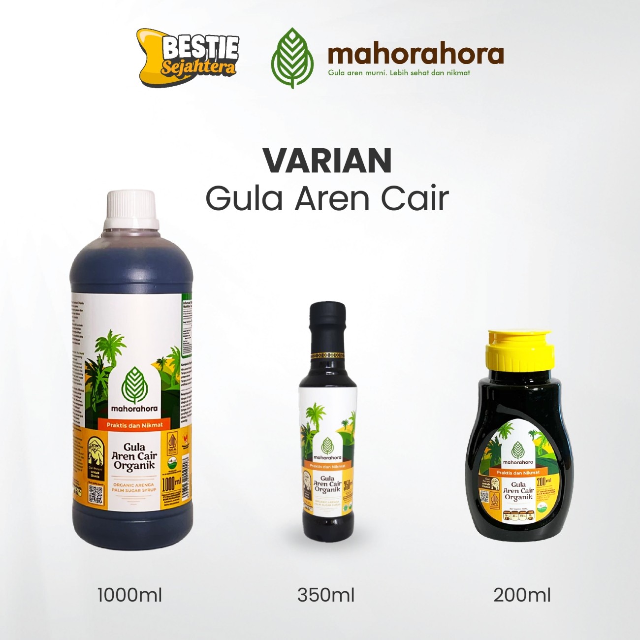 Warung Bestie Mahorahora Gula Aren Cair Organik – Gula Sehat Rendah Gula Darah & Halal – 1 Liter – 1 Botol