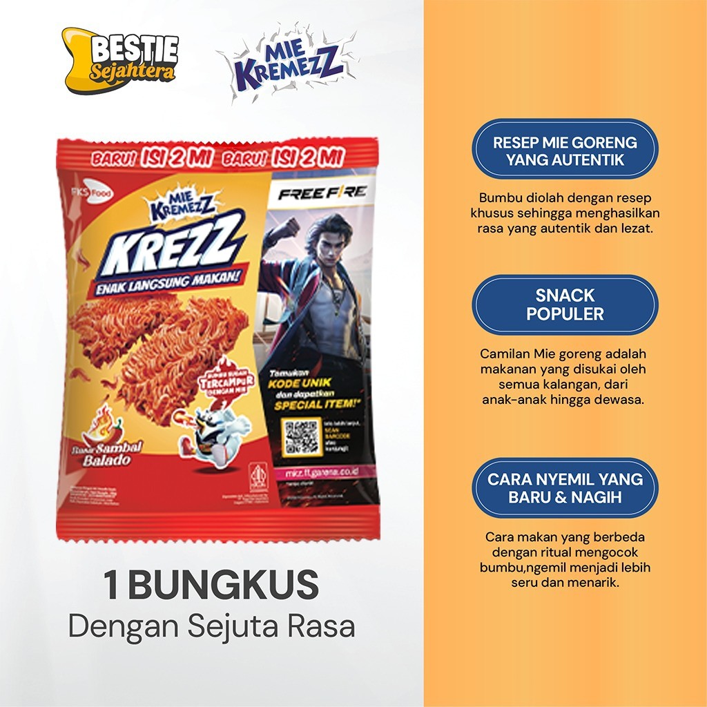 Warung Bestie Paket Bundling - Mie Kremezz Krezz - Sambal Balado - 30gr - 6pcs