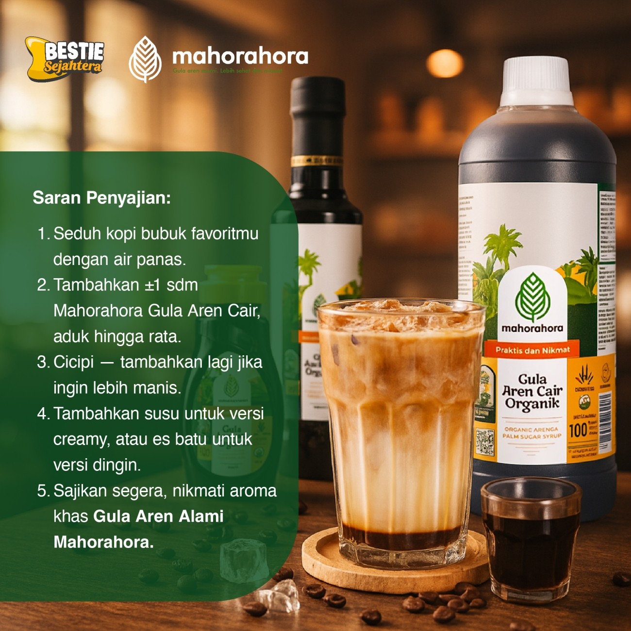 Warung Bestie Mahorahora - Gula Aren Cair  - Halal - 1 Liter - 1 Botol