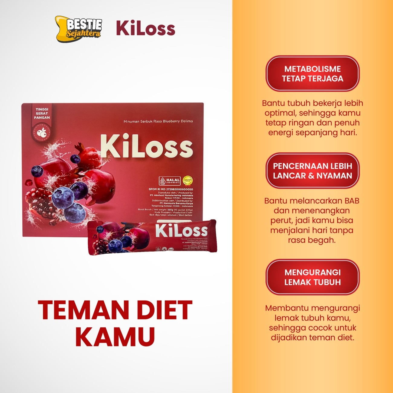 Warung Bestie Trial Package 3 Sachet KiLoss Gratis 1 Shaker
