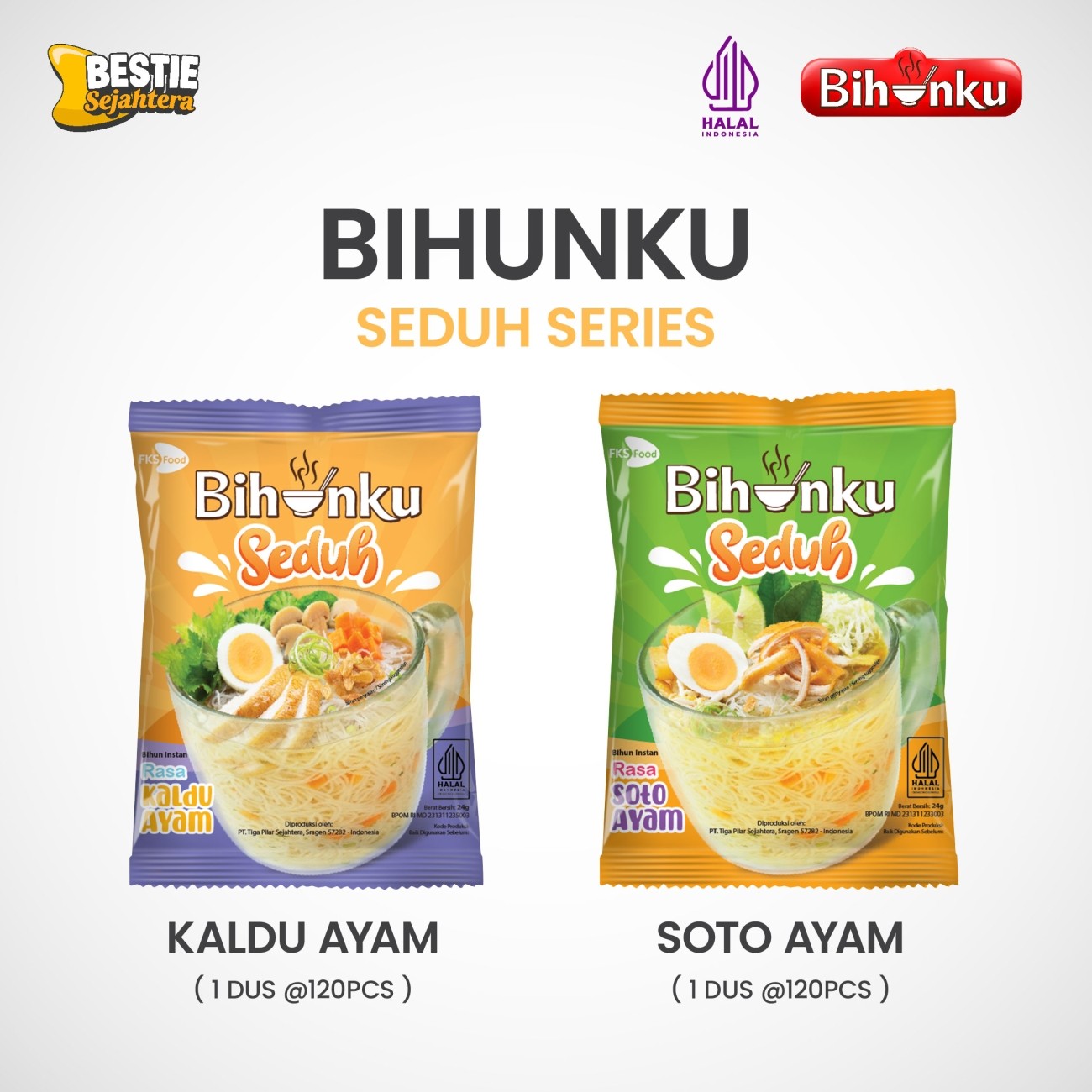 Warung Bestie Bihunku Instant - Seduh Kaldu ayam - 1 Karton - 120 Pcs - 24gr