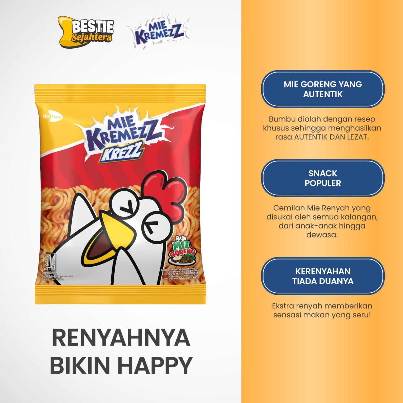 Warung Bestie Paket Bundling - Mie Kremezz Krezz - Mie Goreng - 30gr - 6pcs