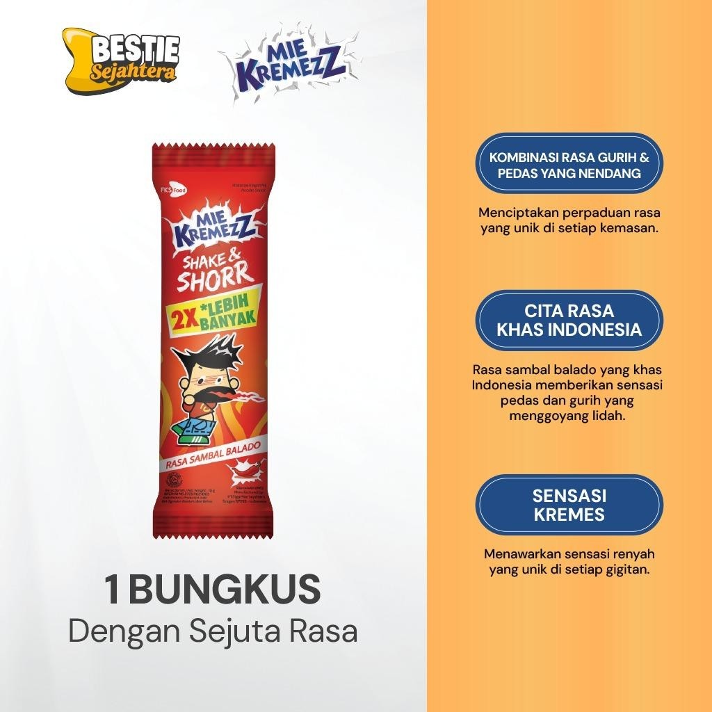 Warung Bestie Paket Bundling - Mie Kremezz Shorr - Sambal Balado - 16gr - 12pcs