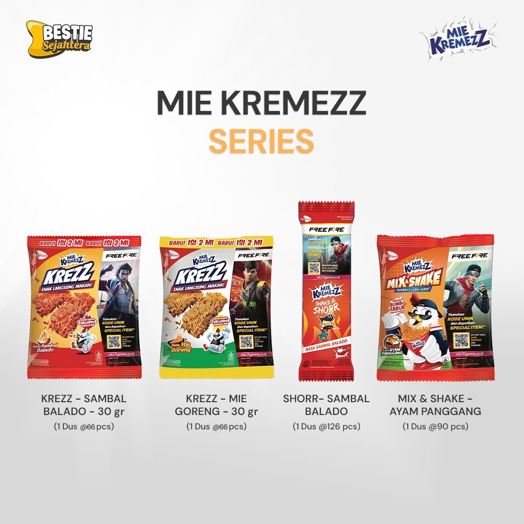 Warung Bestie Paket Bundling - Mie Kremezz Mix & Shake - Ayam Panggang - 16gr - 6pcs