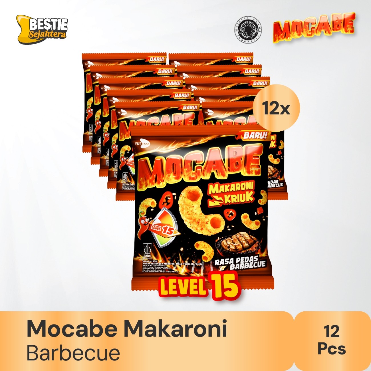 Warung Bestie Paket Bundling - Macaroni Mocabe - Barbecue - 25gr - 12pcs