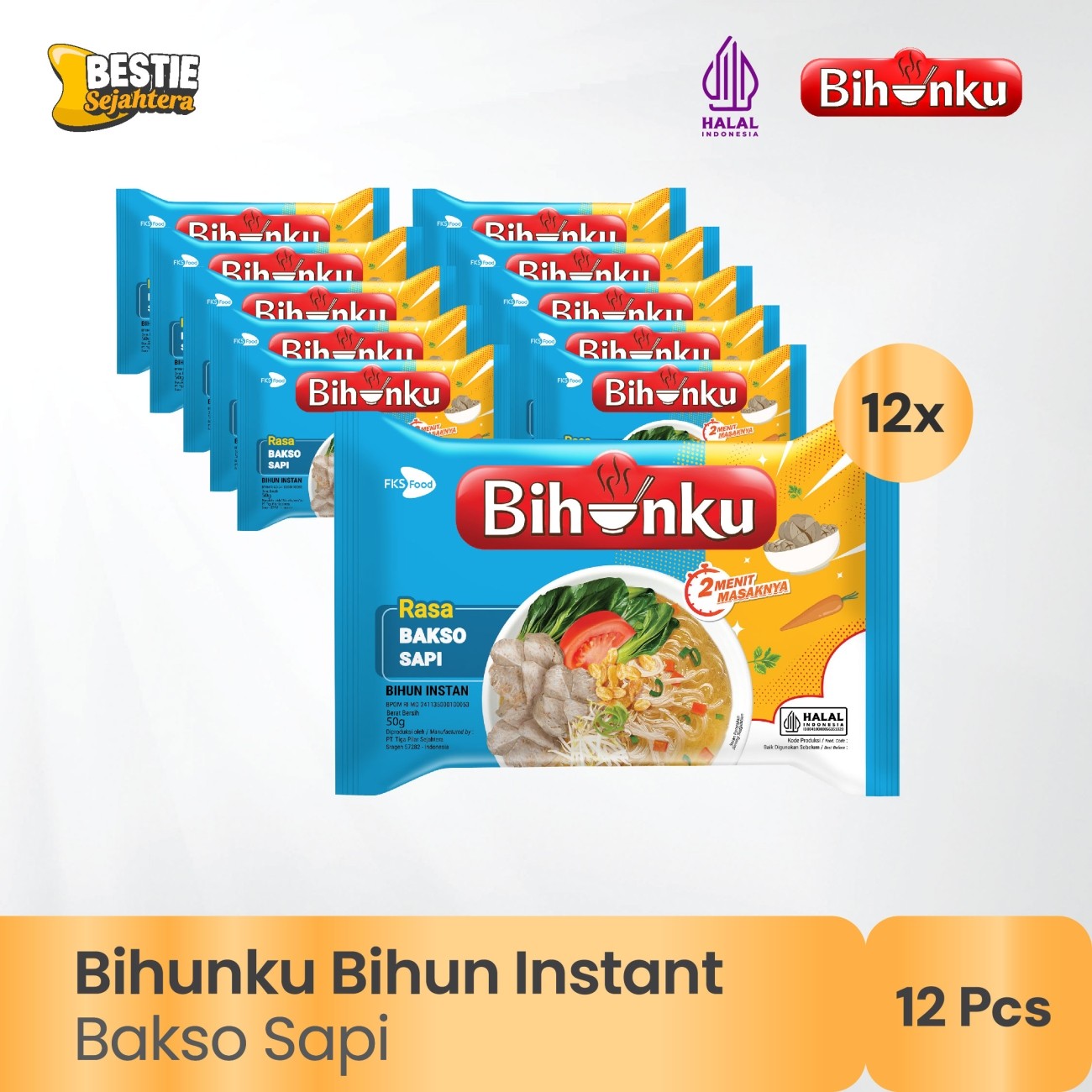 Warung Bestie Paket Bundling - Bihunku Instan - Bakso Sapi - 50gr - 12pcs