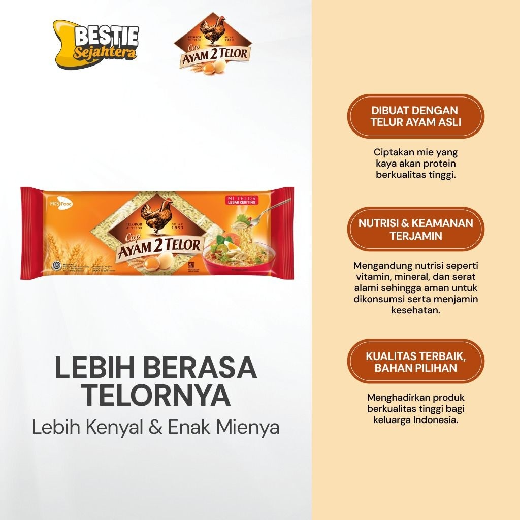 Warung Bestie Paket Bundling - Mi Cap Ayam 2 Telor - Lebar Keriting - 200gr - 12pcs