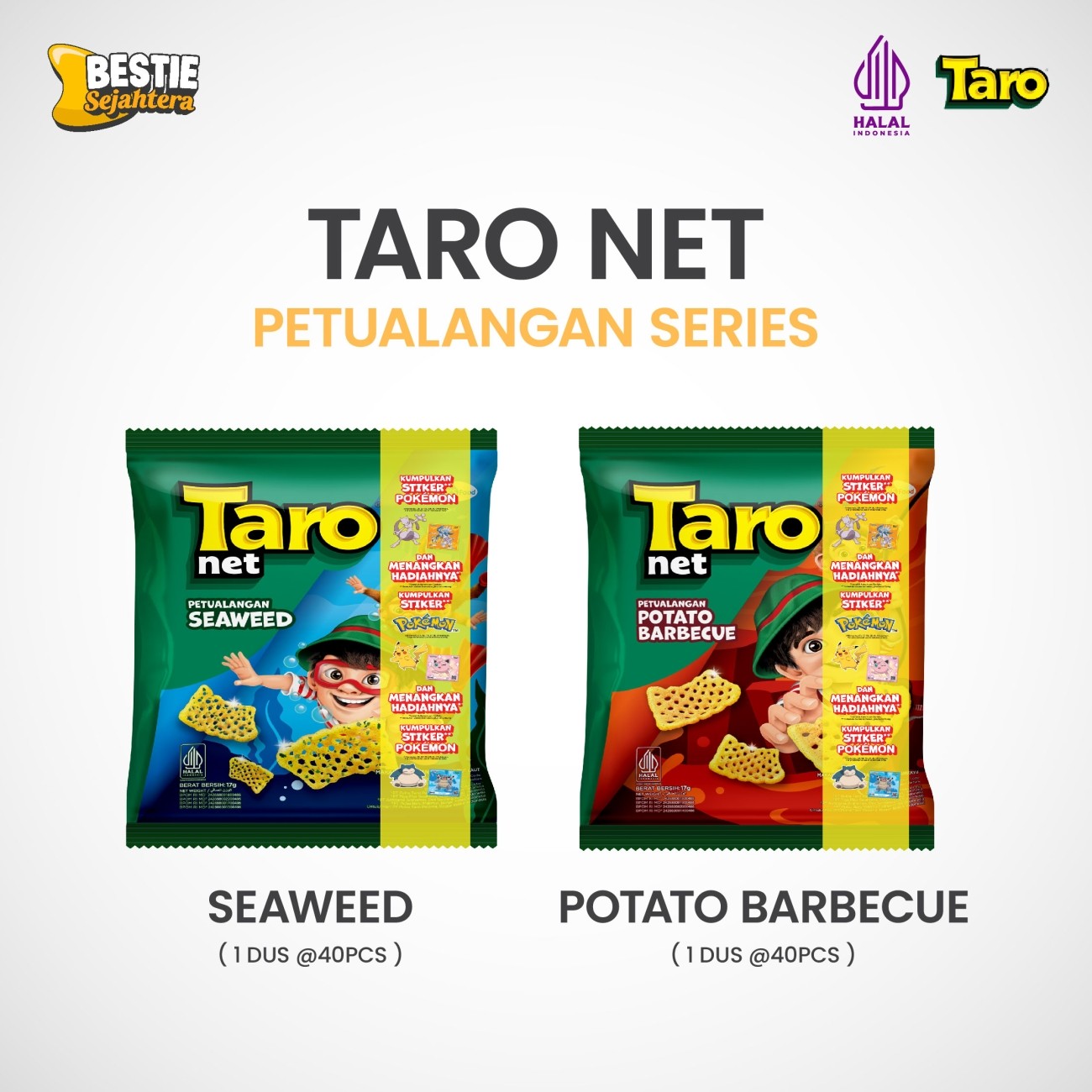 Warung Bestie Taro  Seaweed 1 Karton (4renceng) - 40 Pcs - 17gr