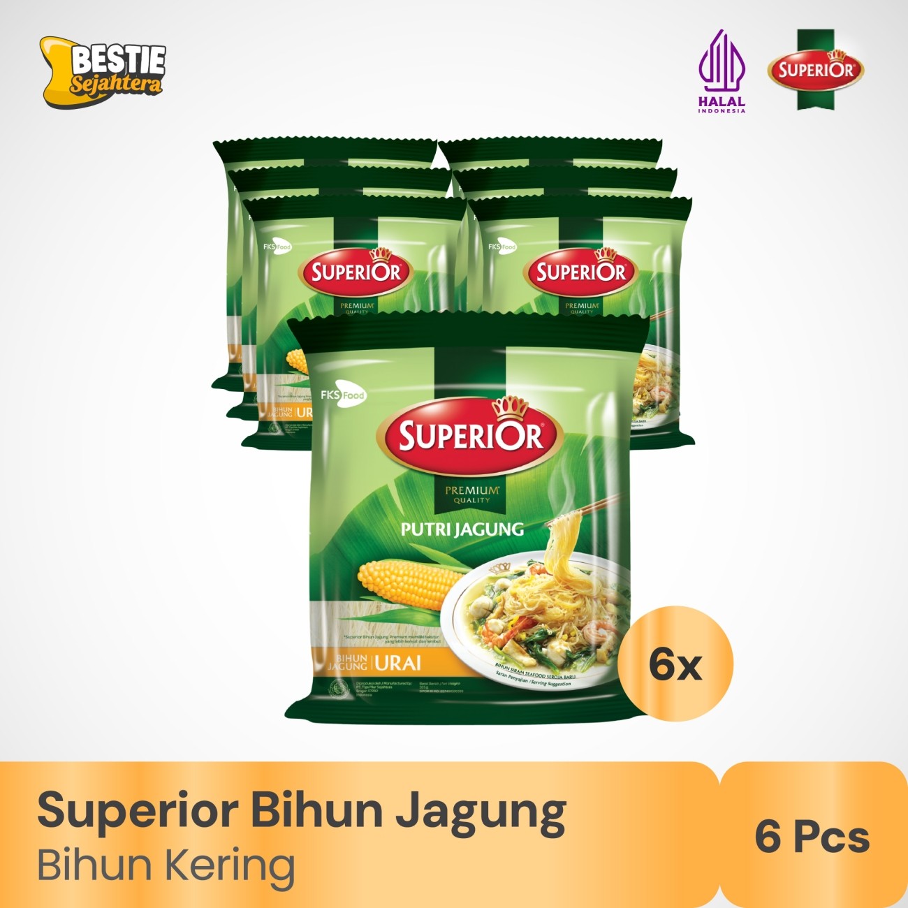 Warung Bestie Paket Bundling - Bihun Superior - Jagung - 12 Keping - 6pcs