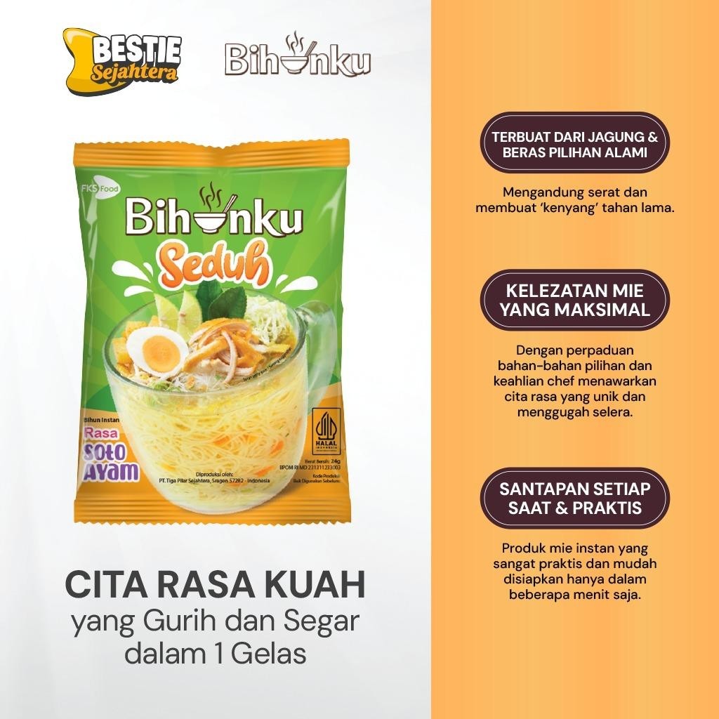 Warung Bestie Bihunku Instant - Seduh Soto - 1 Karton - 120 Pcs - 24gr