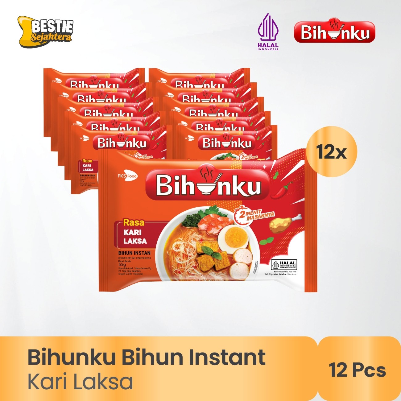 Warung Bestie Paket Bundling - Bihunku Instan - Kari Laksa - 55gr - 12pcs
