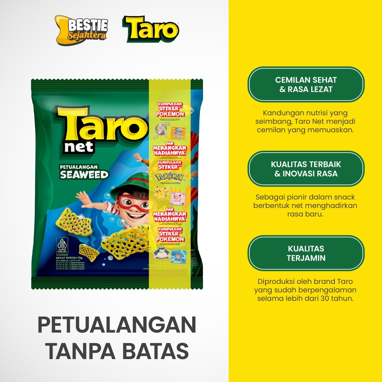 Warung Bestie Taro  Seaweed 1 Karton (4renceng) - 40 Pcs - 17gr