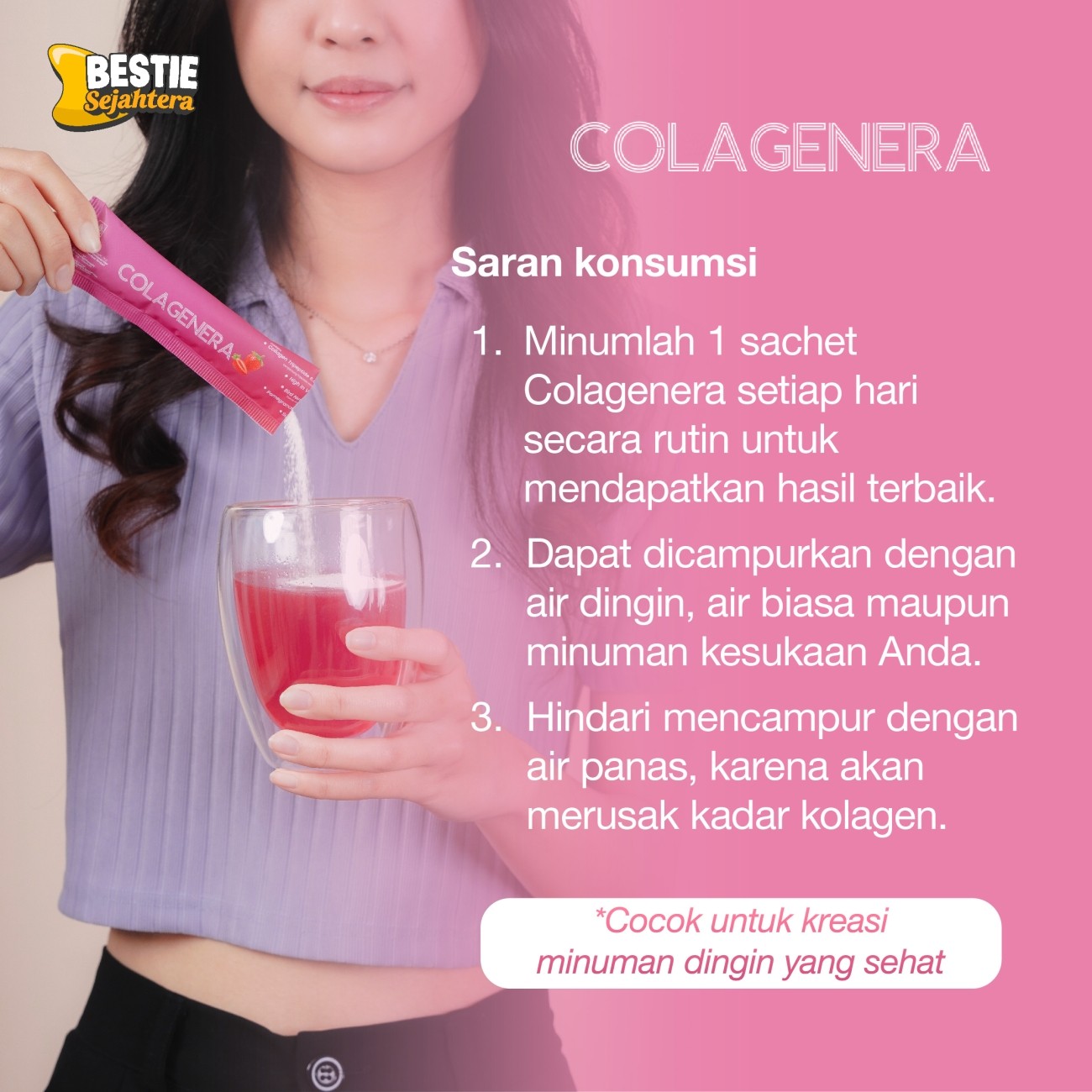 Warung Bestie Bundling 3 Box-COLAGENERA- Collagen  Serbuk -Rasa Blueberi Tripeptide 5000mg- Paket 15 Hari /15 sct