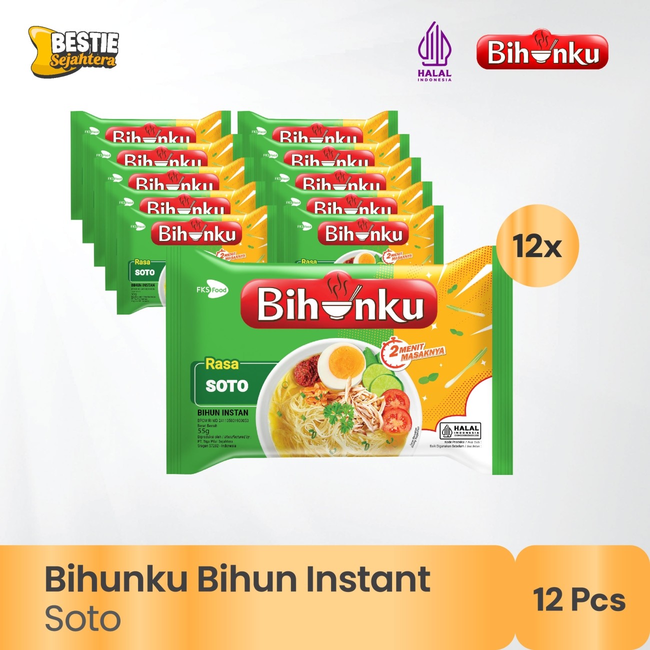 Warung Bestie Paket Bundling - Bihunku Instan - Soto - 55gr - 12pcs