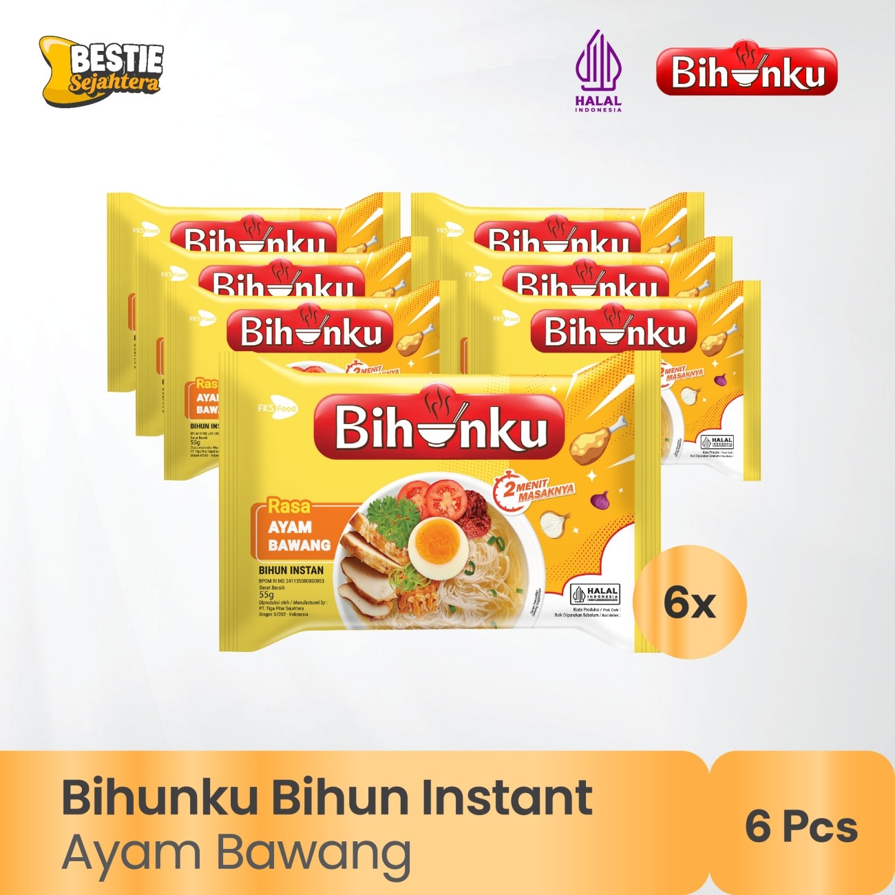 Warung Bestie Paket Bundling - Bihunku Instan - Ayam Bawang - 55gr - 6pcs