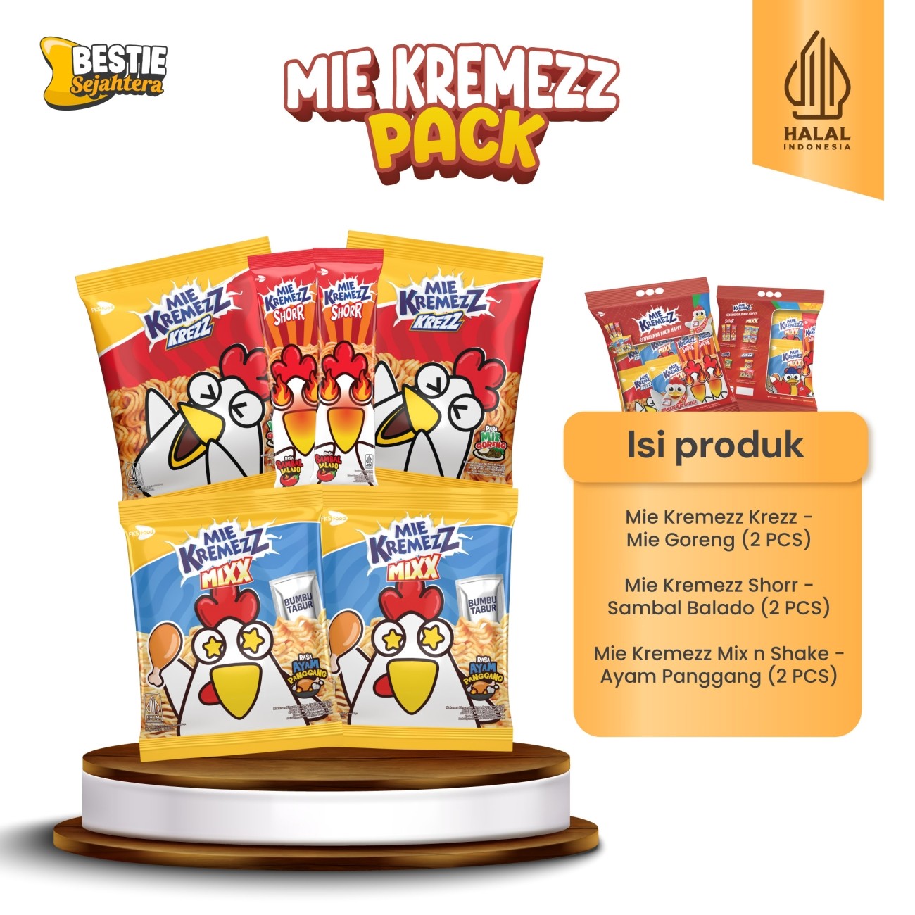 Warung Bestie Mie Kremezz Pack - Isi 6 pcs Mie Kremezz - 1 Pack