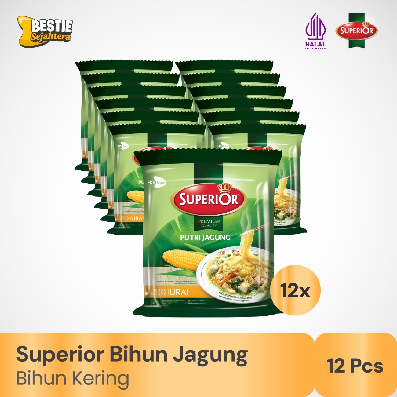 Warung Bestie Paket Bundling Bihun Superior - Jagung - 12 Keping - 12pcs