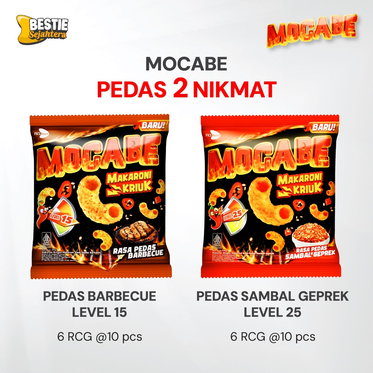 Warung Bestie Mocabe - Barbecue - Small Pack - 1 Karton (6 renceng) - 60 Pcs - 24gr