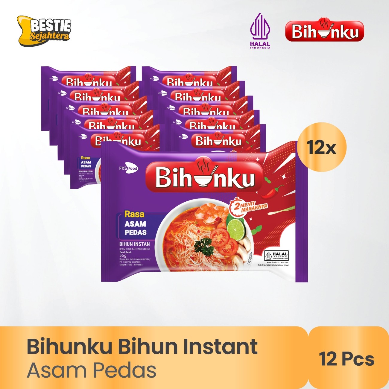 Warung Bestie Paket Bundling - Bihunku Instan - Asam Pedas  - 55gr - 12pcs