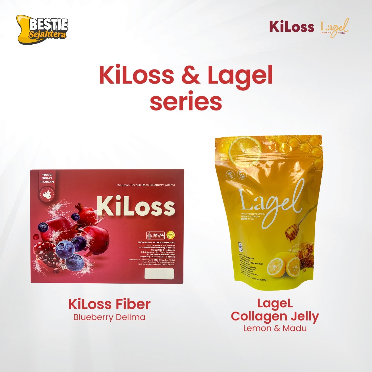 Warung Bestie KiLoss Fiber -  Rasa Blueberry Delima - Minuman Sehat Pendamping Diet - 15g - 5 Sachet