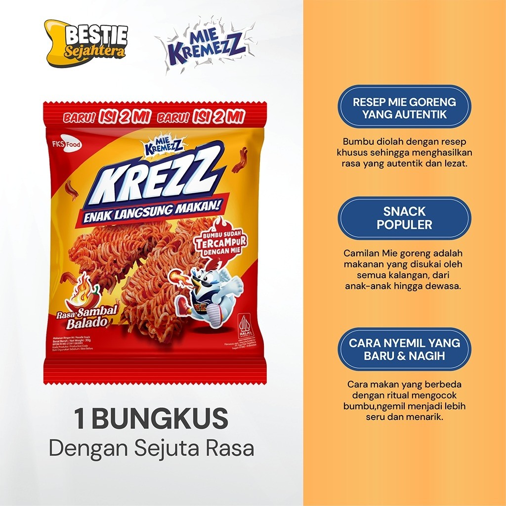 Warung Bestie Paket Bundling - Mie Kremezz Krezz - Sambal Balado - 30gr - 12pcs